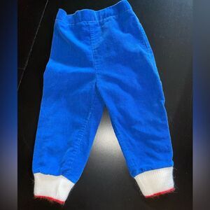 Vintage 80s 90s Corduroy Pants size 18 mos toddler Blue Knit Cuffs Elastic Waist
